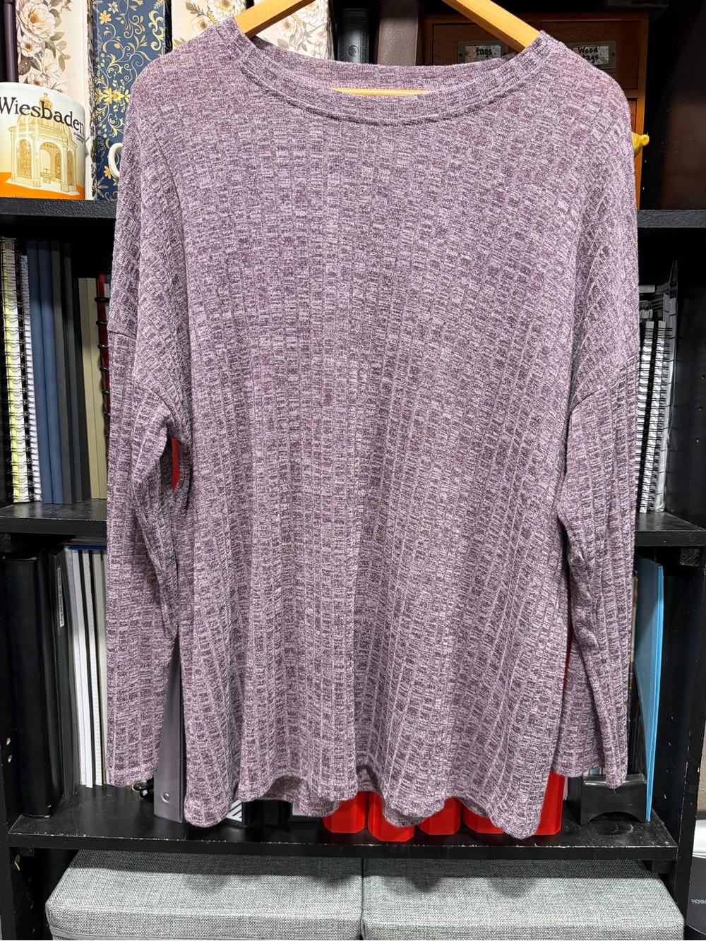 Cozy ribbed Knit Long Sleeve Top - Mauve